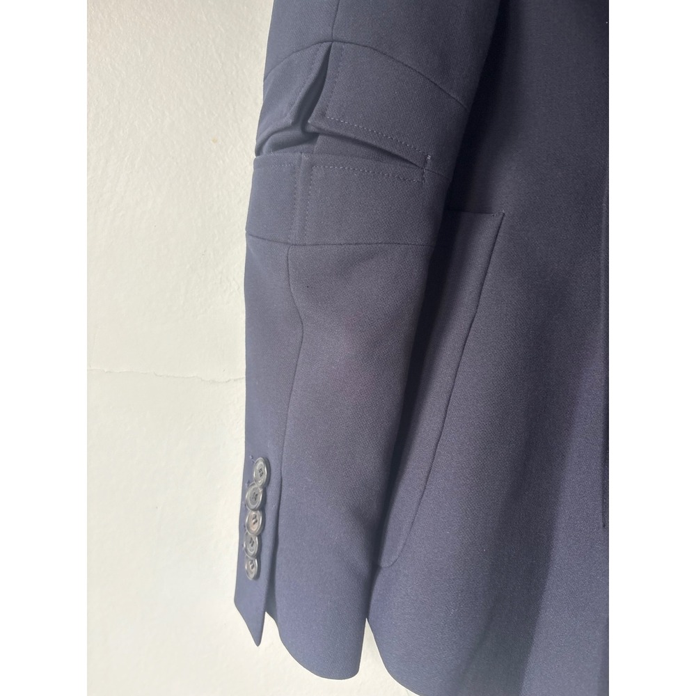Marina Moscone Patch Pocket Blazer Blue Gabardine Size 4 - Picture 12 of 16